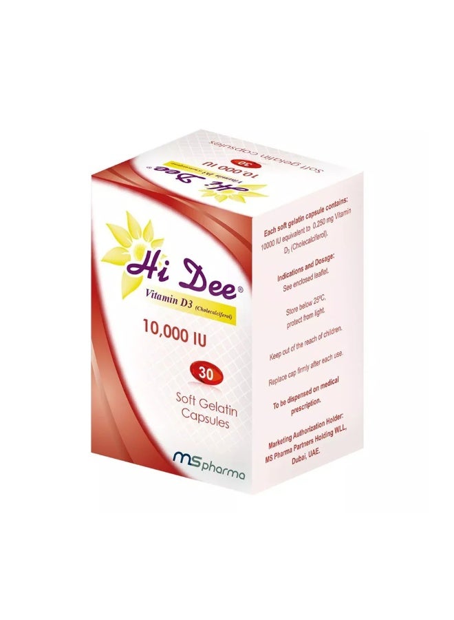 Hi Dee Vitamin D3 10000 IU Soft Gelatin 30 Capsules - Image 1
